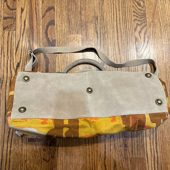 Free People New Horizons Suede & Canvas Weekender Bag- Cactus - Picture 7 of 8